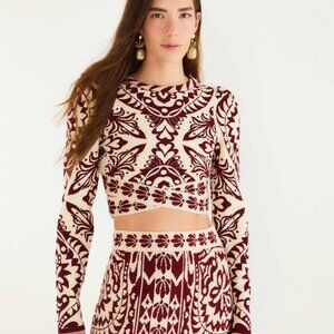 NWT Farm Rio burgundy pineapple love knit top XS